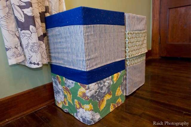 Girls' Bedroom Fabric Covered Milk Crates