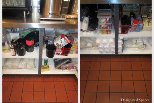 Serving Supplies Storage Cabinets Before and After