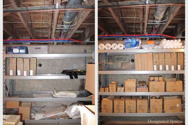 Product and Maintenance Storage Shelf Before and After