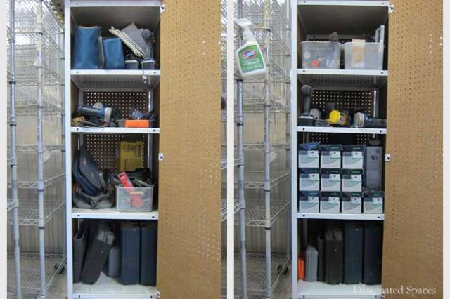Sanding Supply Cabinet Before and After