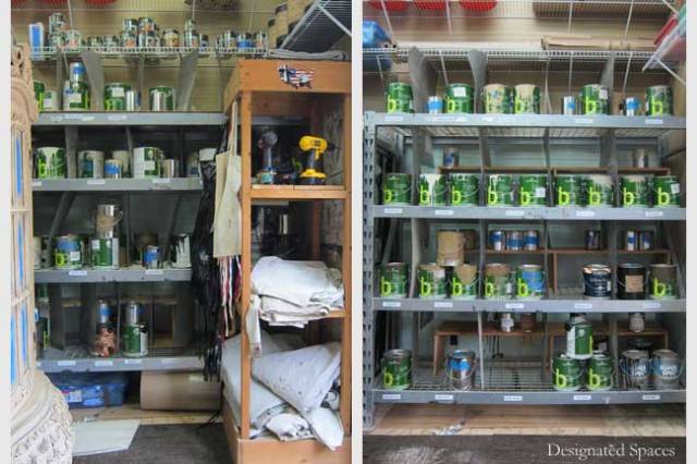 Studio Paint Supply Shelf Before and After